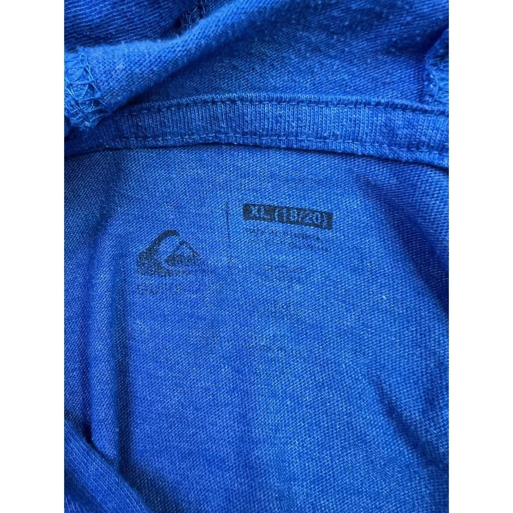 Quiksilver Hoodie Boys XL 18/20 Blue Pullover Graphic Logo Lightweight Jersey